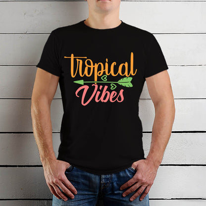 Tropical Vibes - Unisex Round Neck Regular Fit 100% Combed Cotton Half Sleeve T-Shirt - Mojilo Mart