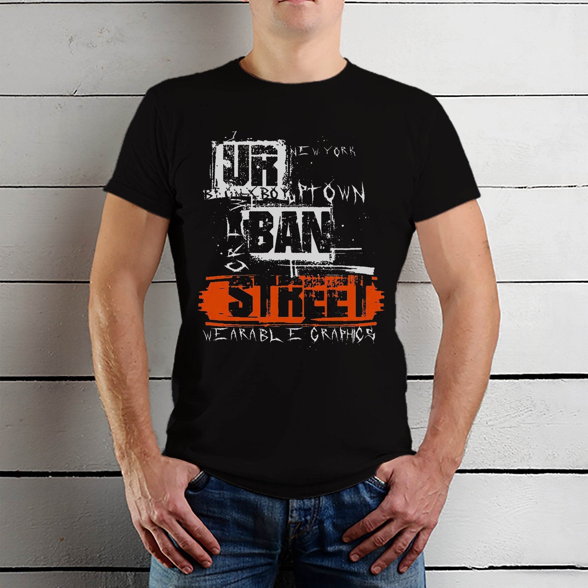 UR BRO TOWN BAN STRECI WEARABLE GRAPHICS - Unisex Round Neck Regular Fit 100% Combed Cotton Half Sleeve T-Shirt - Mojilo Mart