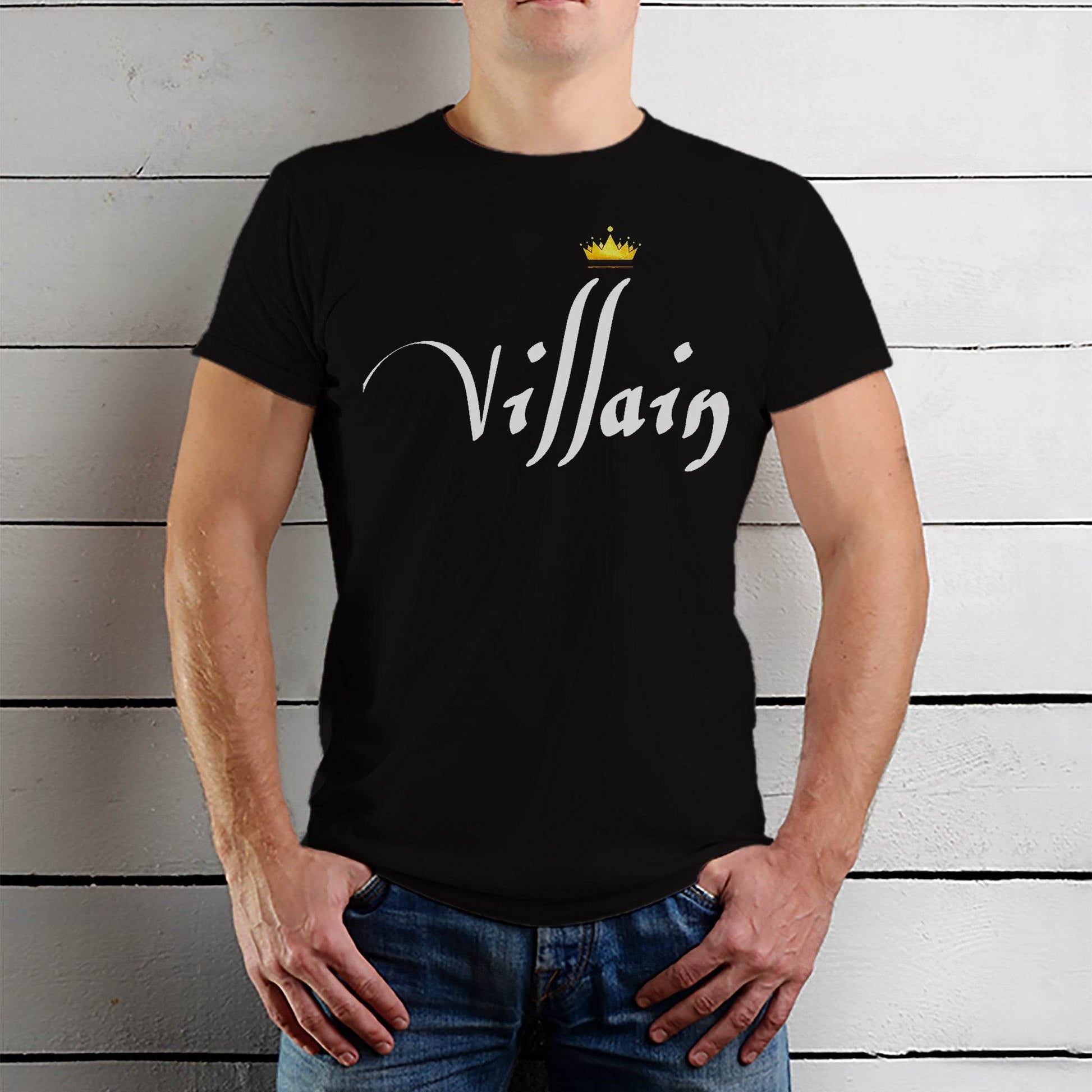 VILLAIN - Unisex Round Neck Regular Fit 100% Combed Cotton Half Sleeve T-Shirt - Mojilo Mart