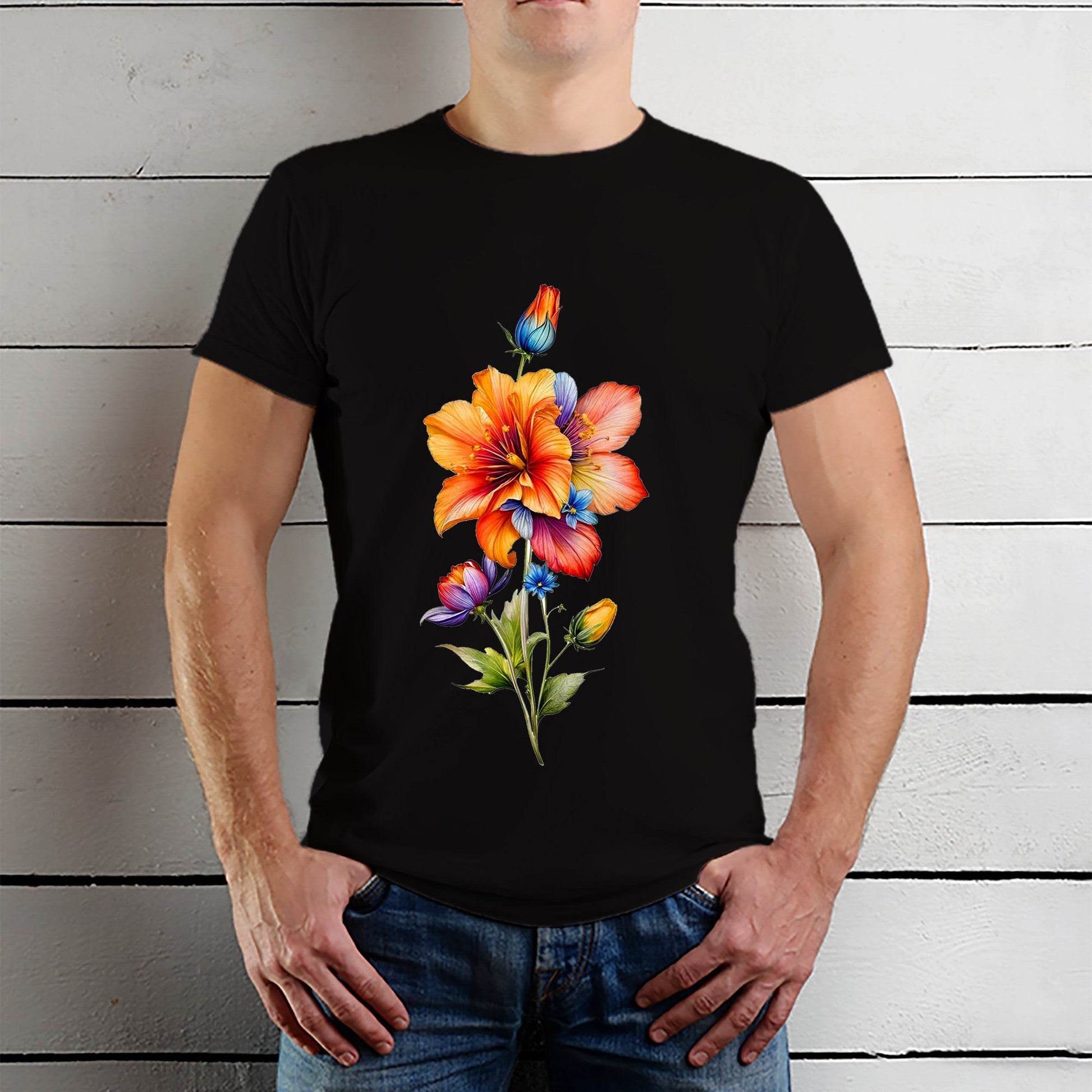 Vintage Floral Graphic - Unisex Round Neck Regular Fit 100% Combed Cotton Half Sleeve T-Shirt - Mojilo Mart