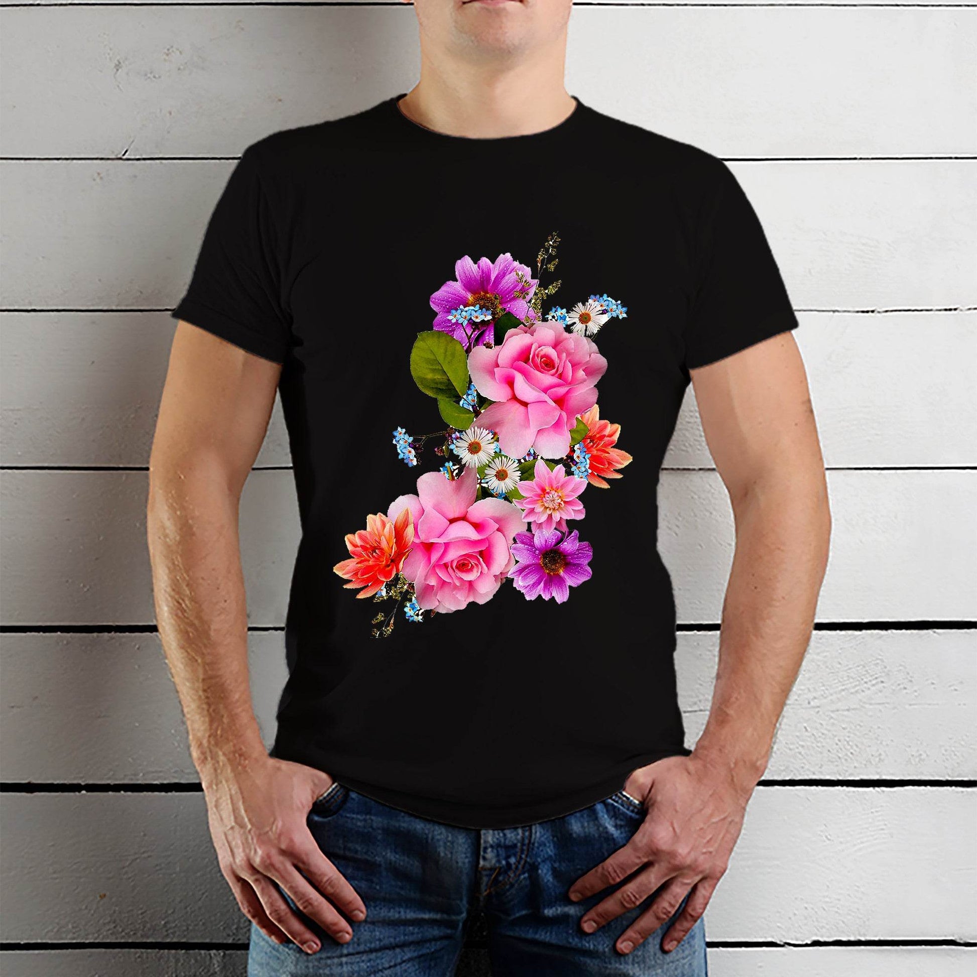 Vintage Pressed Wildflower Aesthetic - Unisex Round Neck Regular Fit 100% Combed Cotton Half Sleeve T-Shirt - Mojilo Mart