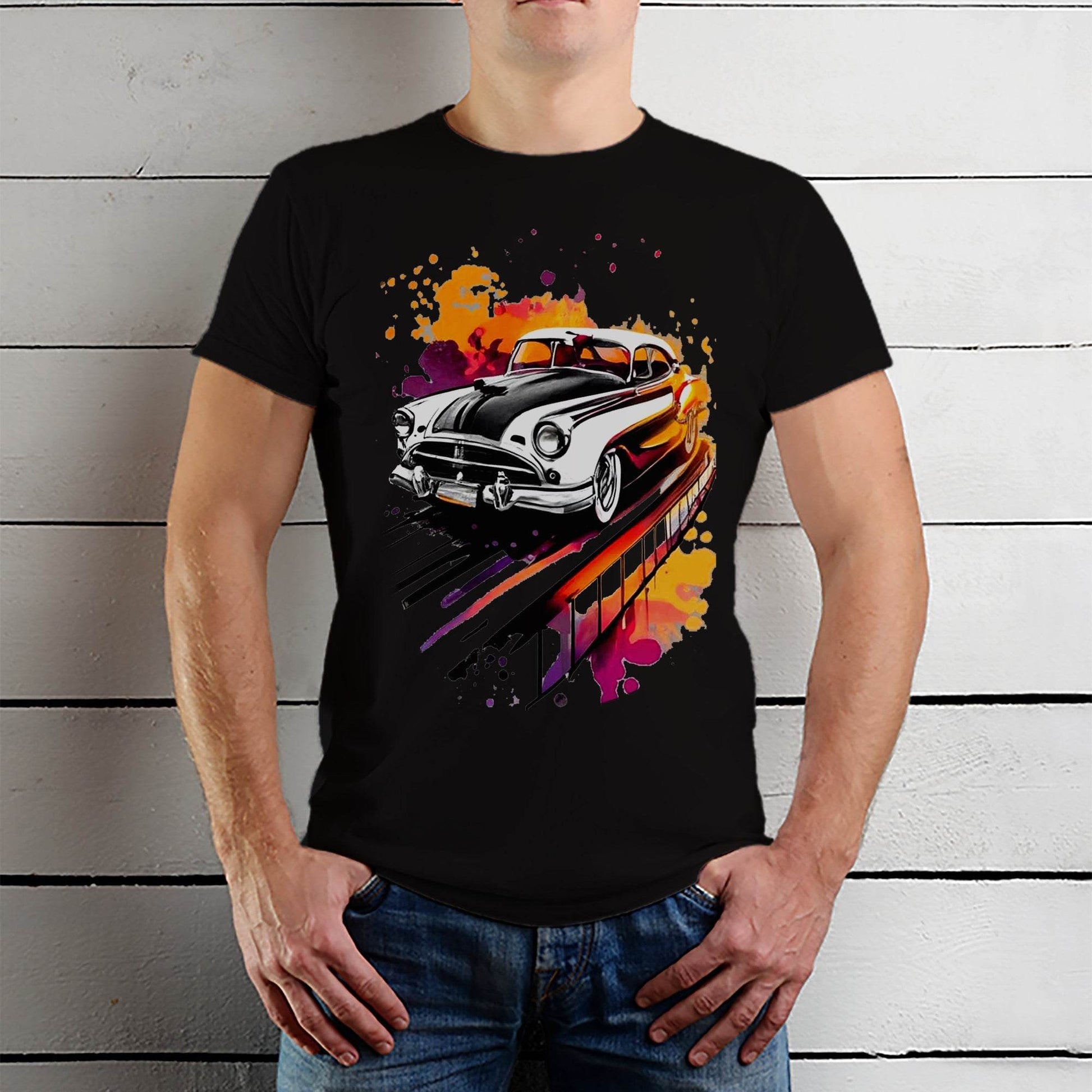 Vintage car Hand drawing - Unisex Round Neck Regular Fit 100% Combed Cotton Half Sleeve T-Shirt - Mojilo Mart