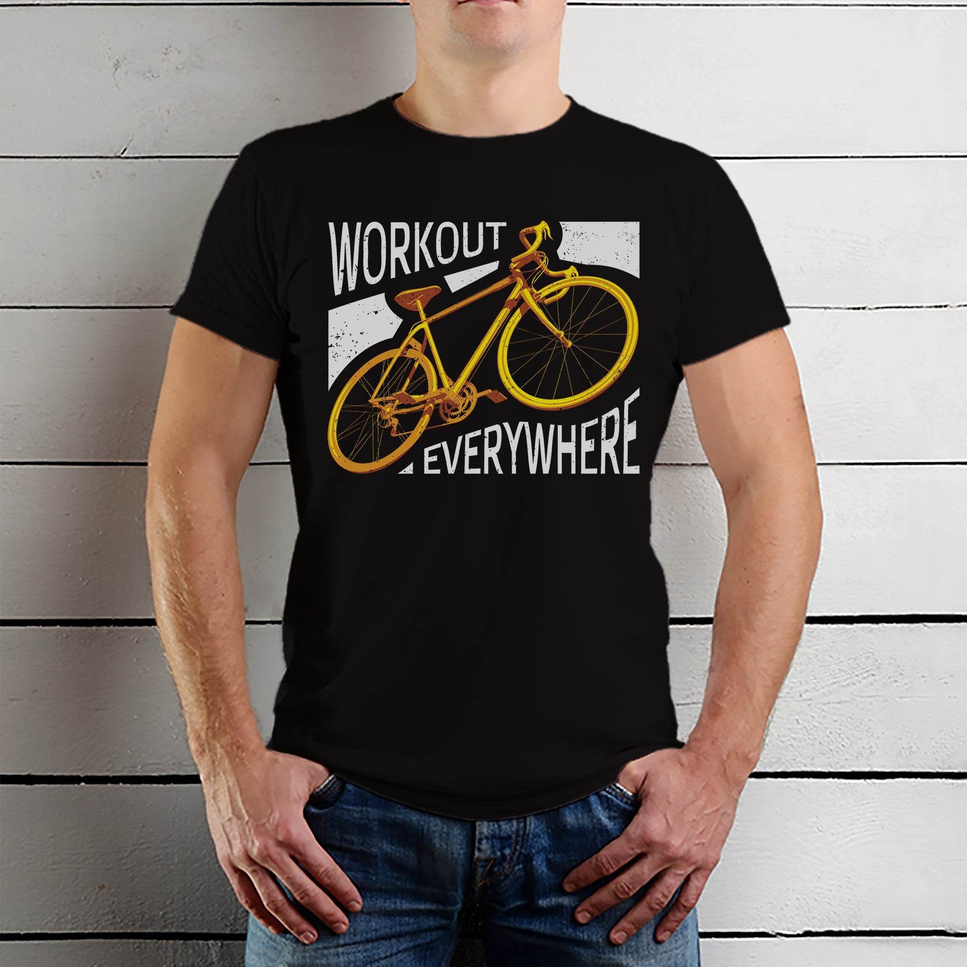 WORKOUT EVERYWHERE - Unisex Round Neck Regular Fit 100% Combed Cotton Half Sleeve T-Shirt - Mojilo Mart