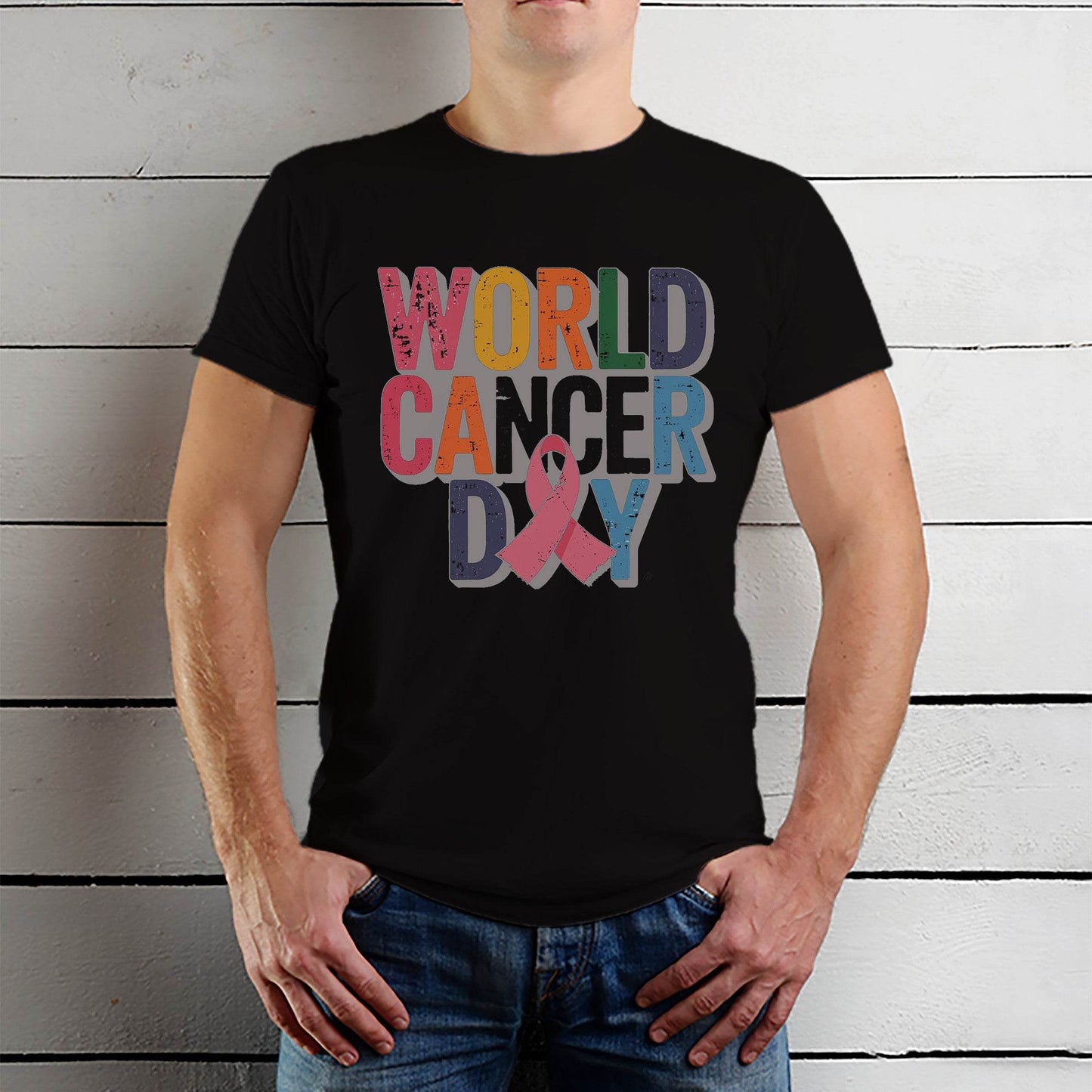 WORLD CANCER DAY - Unisex Round Neck Regular Fit 100% Combed Cotton Half Sleeve T-Shirt - Mojilo Mart
