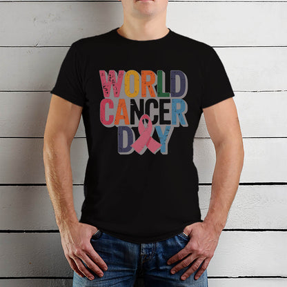 WORLD CANCER DAY - Unisex Round Neck Regular Fit 100% Combed Cotton Half Sleeve T-Shirt - Mojilo Mart