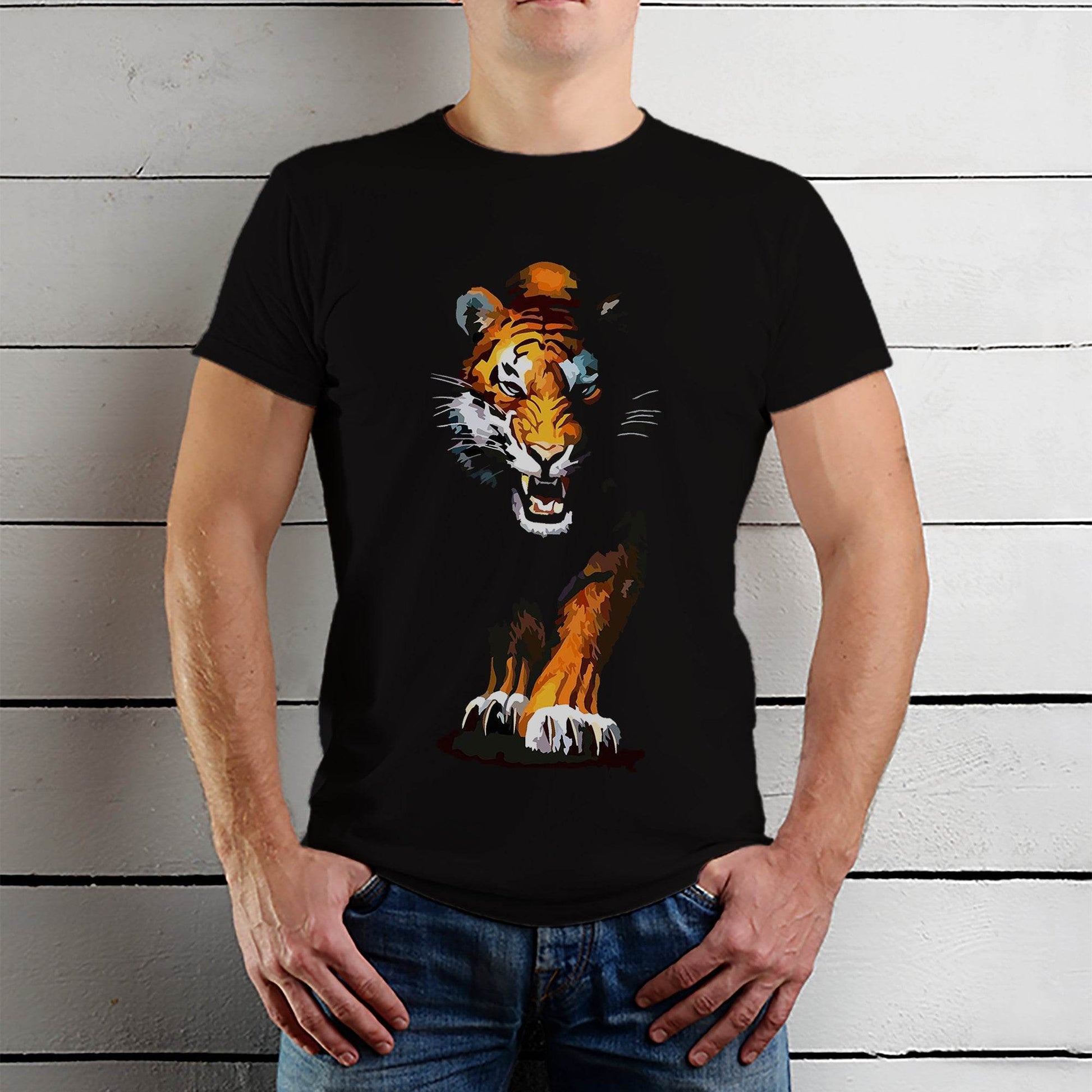 Waltractive Tiger - Unisex Round Neck Regular Fit 100% Combed Cotton Half Sleeve T-Shirt - Mojilo Mart
