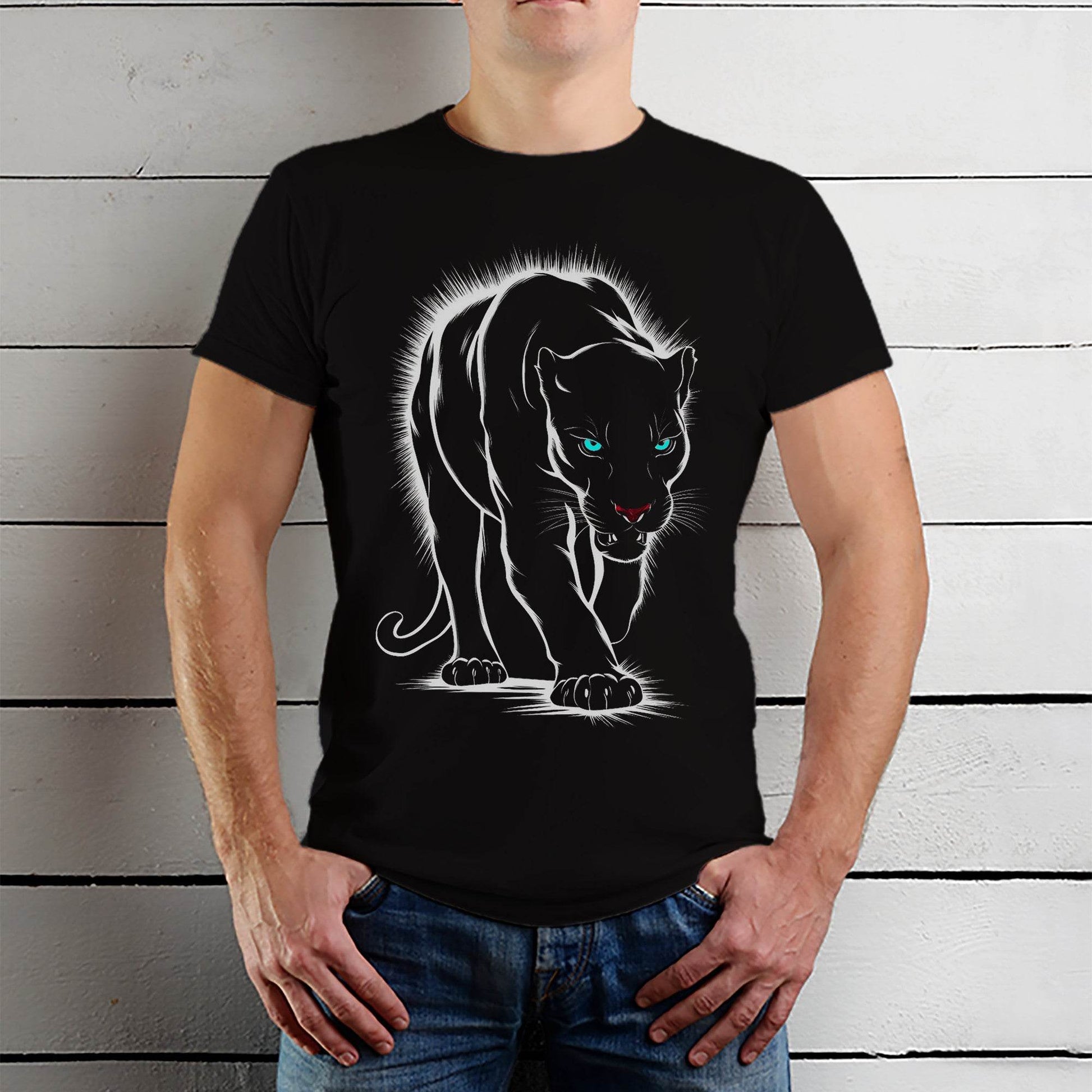Wild Animal Black Panther - Unisex Round Neck Regular Fit 100% Combed Cotton Half Sleeve T-Shirt - Mojilo Mart
