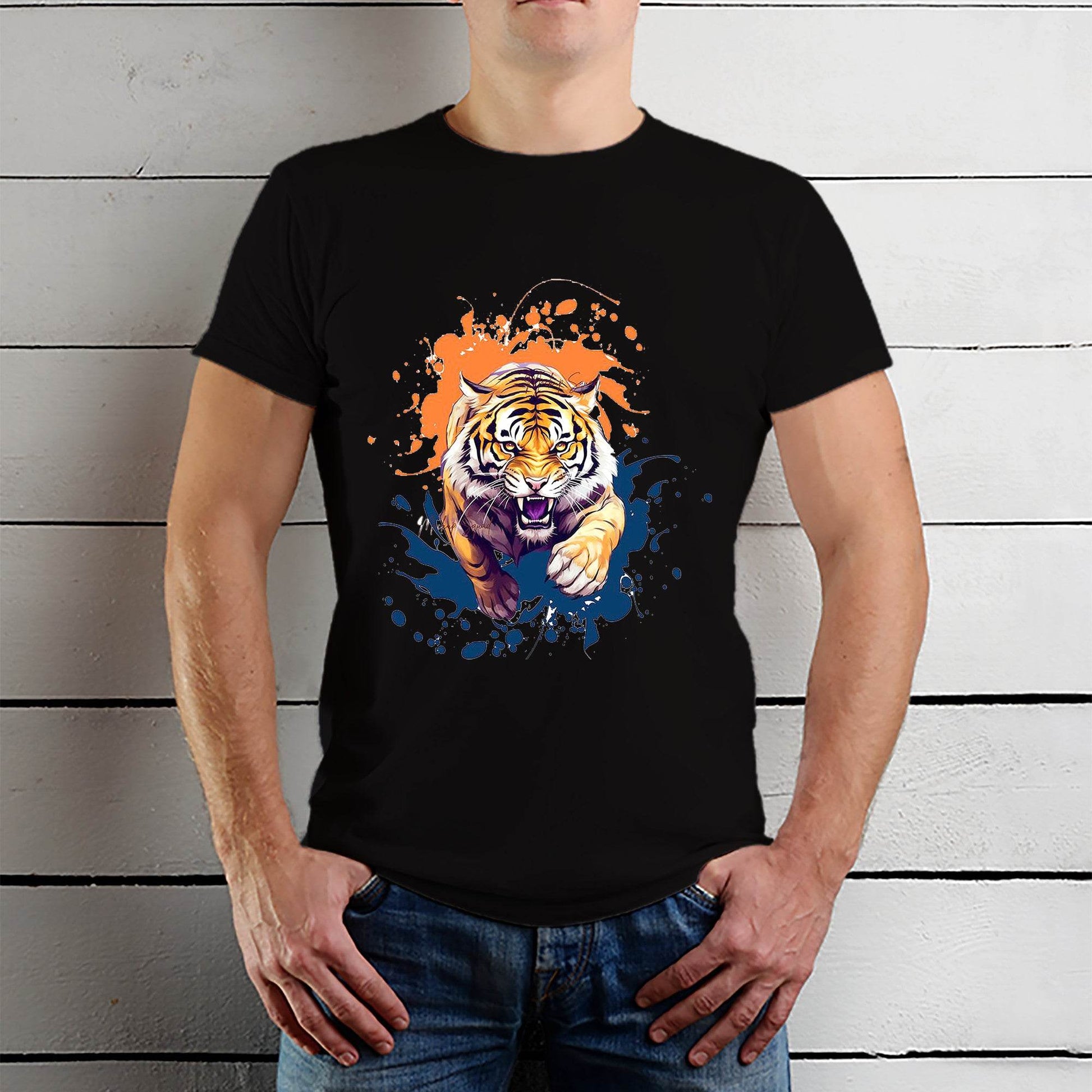Wild Bengal Tiger Pride Graphic Printed - Unisex Round Neck Regular Fit 100% Combed Cotton Half Sleeve T-Shirt - Mojilo Mart