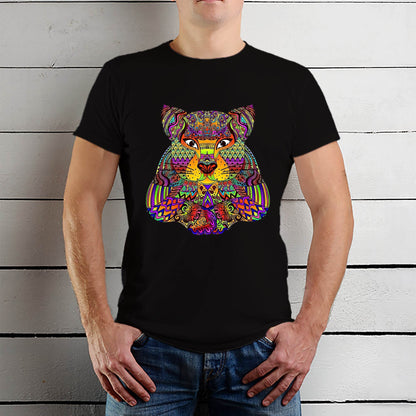 Wolf mandala colorful spectral wolf head gifts - Unisex Round Neck Regular Fit 100% Combed Cotton Half Sleeve T-Shirt - Mojilo Mart