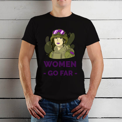 Women Go Far - Unisex Round Neck Regular Fit 100% Combed Cotton Half Sleeve T-Shirt - Mojilo Mart