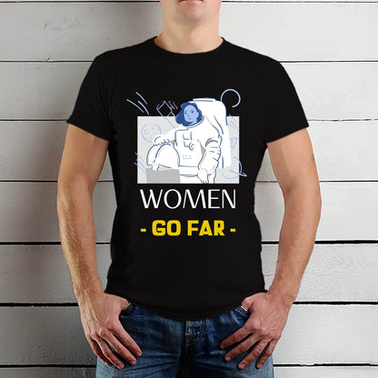 Women Go Far Photo - Unisex Round Neck Regular Fit 100% Combed Cotton Half Sleeve T-Shirt - Mojilo Mart