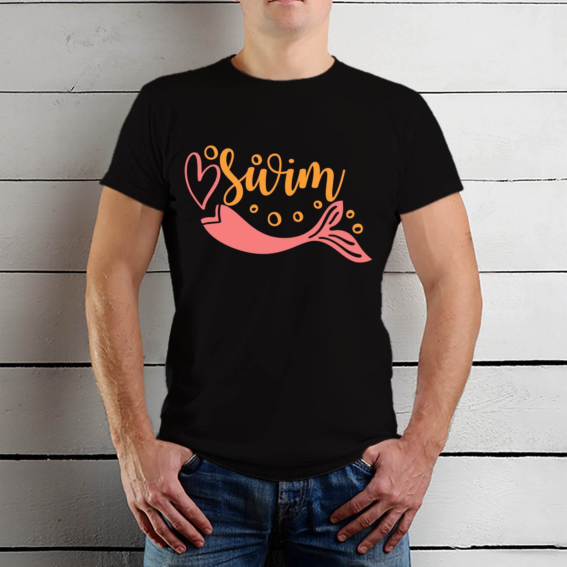 Womens SWIM MOM - Unisex Round Neck Regular Fit 100% Combed Cotton Half Sleeve T-Shirt - Mojilo Mart