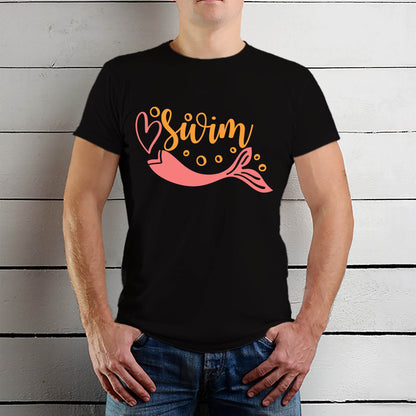 Womens SWIM MOM - Unisex Round Neck Regular Fit 100% Combed Cotton Half Sleeve T-Shirt - Mojilo Mart