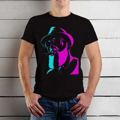 Wooden Cigar Man Painting - Unisex Round Neck Regular Fit 100% Combed Cotton Half Sleeve T-Shirt - Mojilo Mart