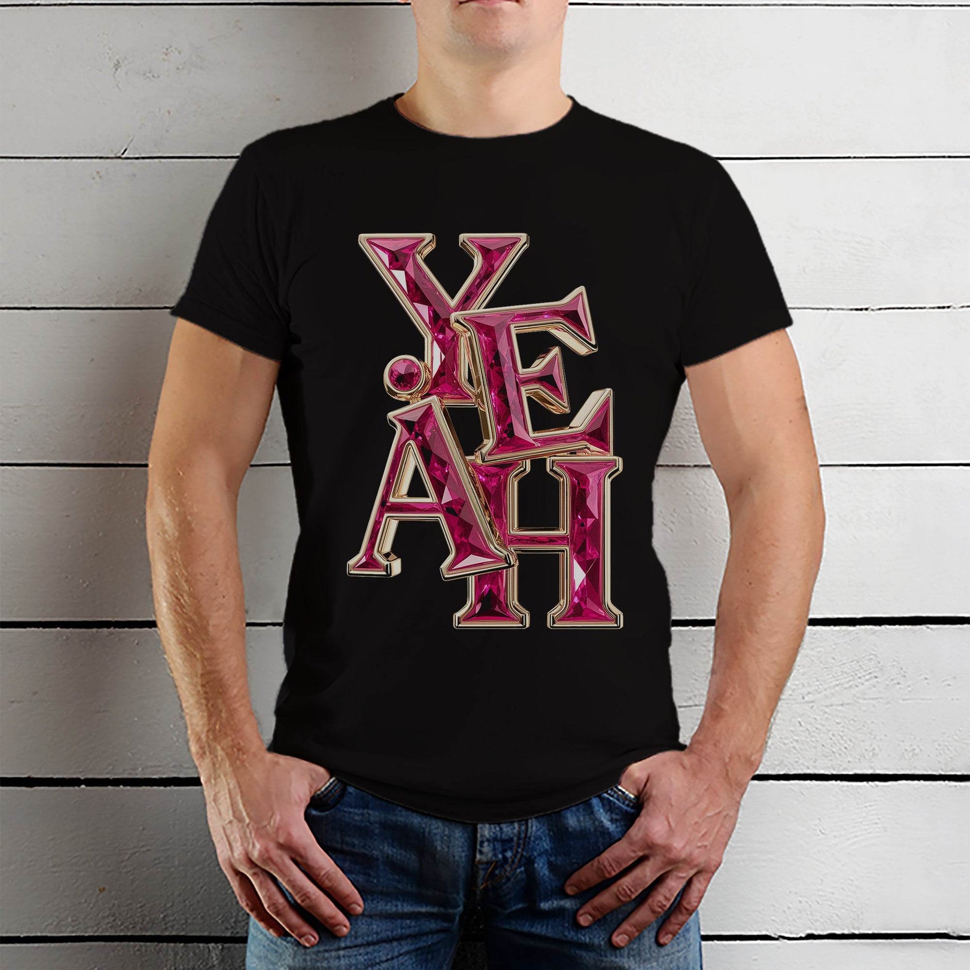 YEAH - Unisex Round Neck Regular Fit 100% Combed Cotton Half Sleeve T-Shirt - Mojilo Mart