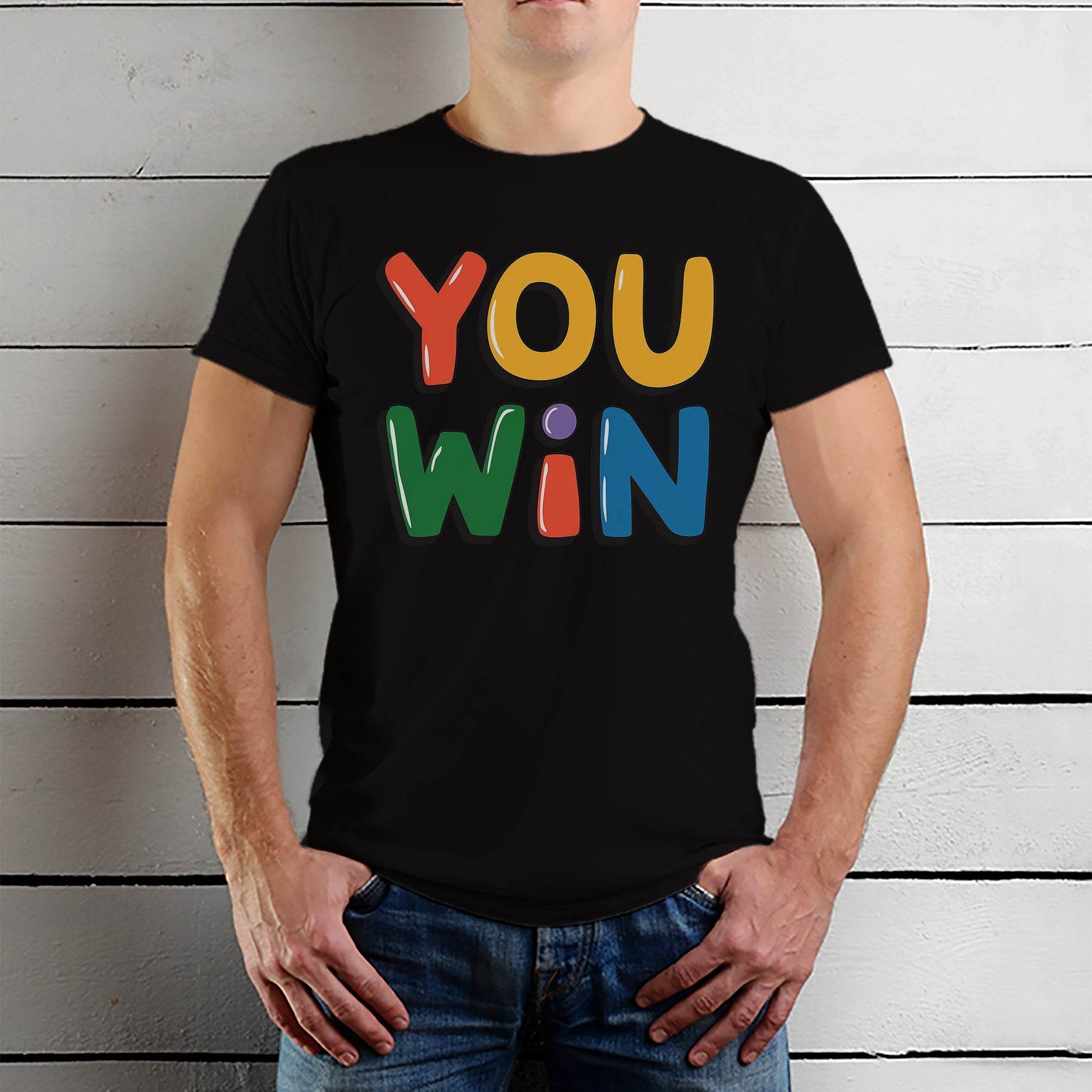 YOU WiN - Unisex Round Neck Regular Fit 100% Combed Cotton Half Sleeve T-Shirt - Mojilo Mart