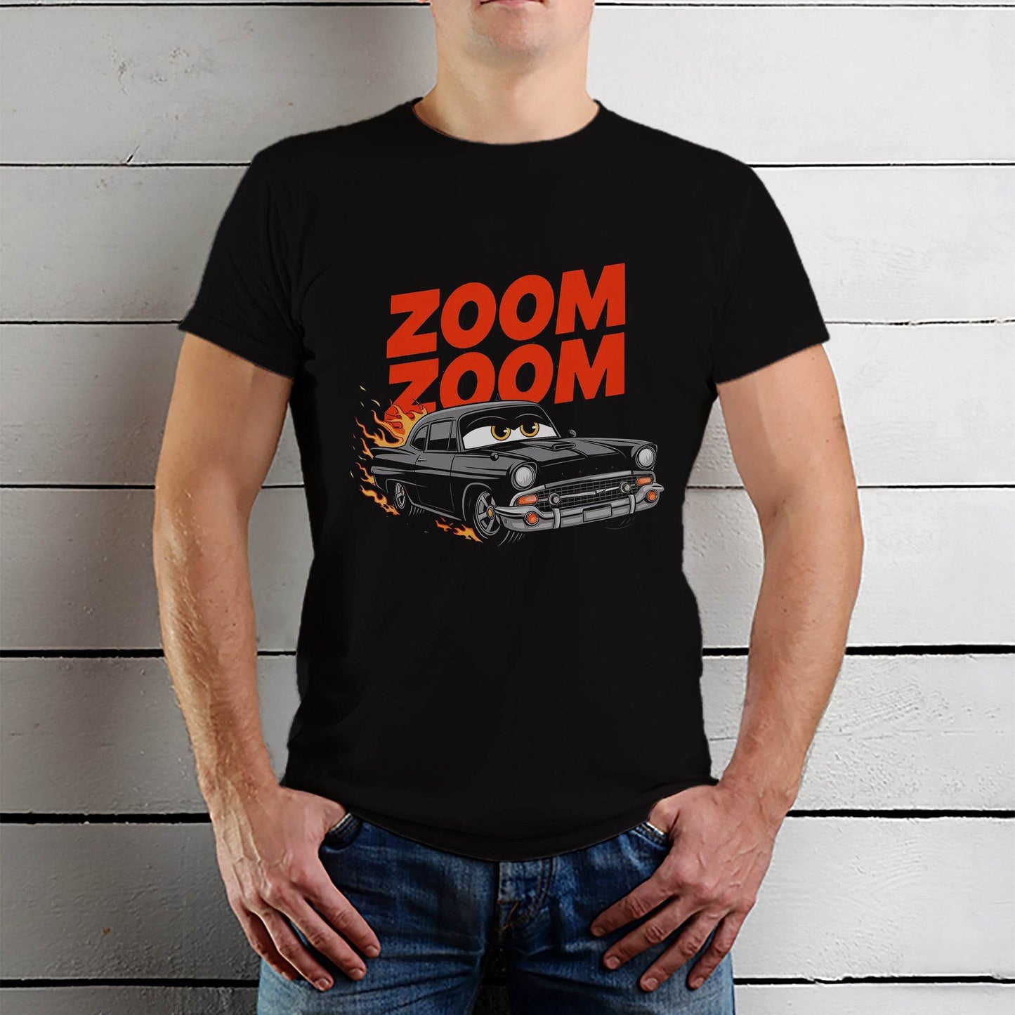 ZOOM ZOOM - Unisex Round Neck Regular Fit 100% Combed Cotton Half Sleeve T-Shirt - Mojilo Mart