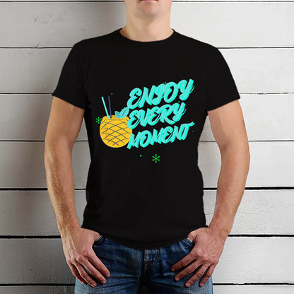 Enjoy every moment Desing - Unisex Round Neck Regular Fit 100% Combed Cotton Half Sleeve T-Shirt - Mojilo Mart