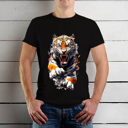 Vibrant tshirt featuring a tigers - Unisex Round Neck Regular Fit 100% Combed Cotton Half Sleeve T-Shirt - Mojilo Mart