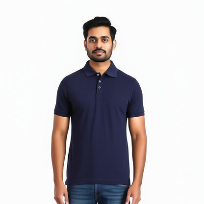 Men Polo Neck Cotton T-Shirt with DTF Printing and custom Tshirt Logo Design