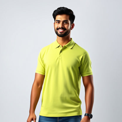 Men Polo Neck Cotton T-Shirt with DTF Printing and custom Tshirt Logo Design