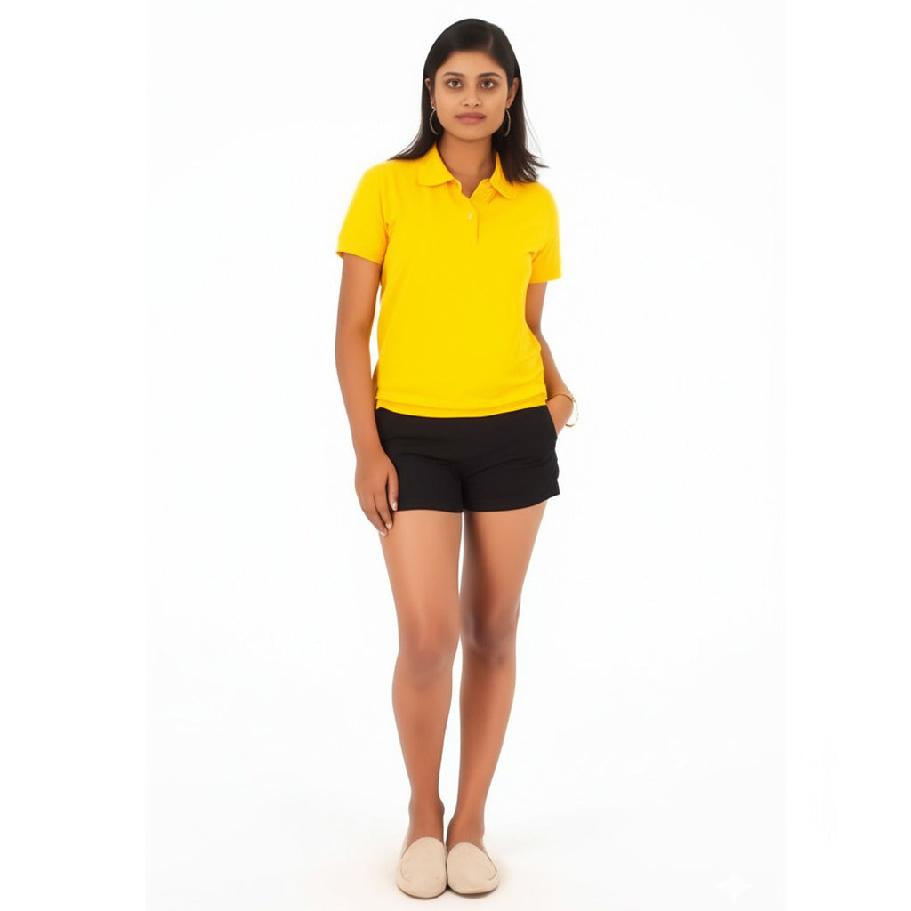 women staff uniform Polo Neck Cotton T-Shirt with DTF Printing and custom Sexy Office Girls Tshirt Logo Design