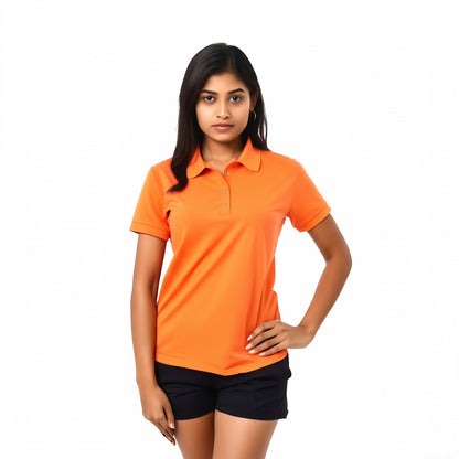 women staff uniform Polo Neck Cotton T-Shirt with DTF Printing and custom Sexy Office Girls Tshirt Logo Design