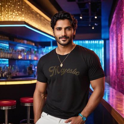 GOLD SPANGLE Majestic - Unisex Round Neck Regular Fit 100% Combed Cotton Half Sleeve T-Shirt - Mojilo Mart
