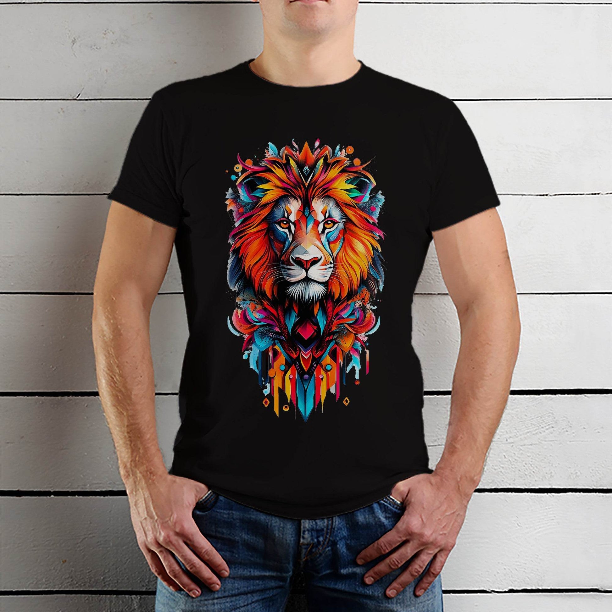 Lion Tiger Big Cat - Unisex Round Neck Regular Fit 100% Combed Cotton Half Sleeve T-Shirt - Mojilo Mart