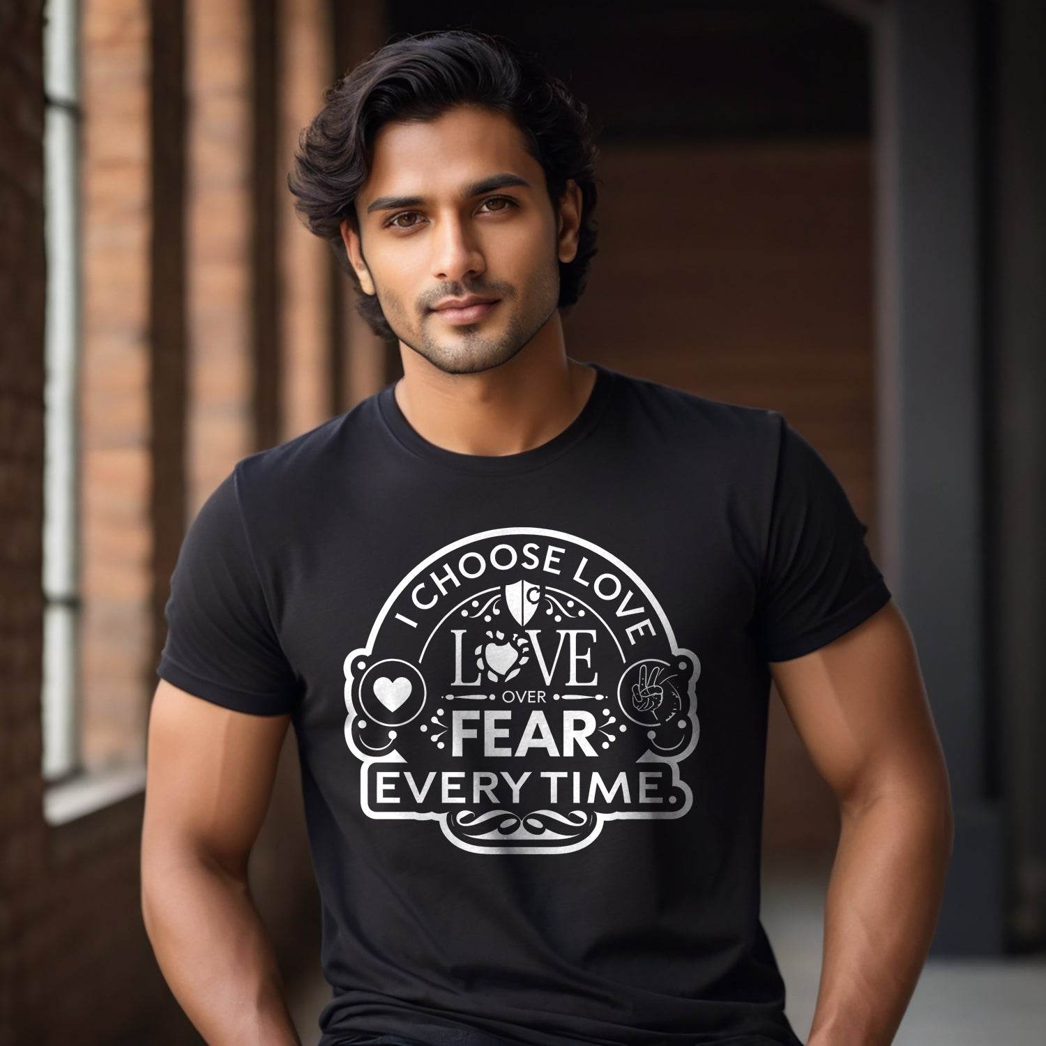 I Choose Love Love Fear Every Time - Unisex Round Neck Regular Fit 100% Combed Cotton Half Sleeve T-Shirt - Mojilo Mart