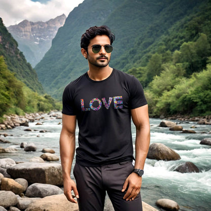 Retro Love Graphic Tee - Unisex Round Neck Regular Fit 100% Combed Cotton Half Sleeve T-Shirt - Mojilo Mart
