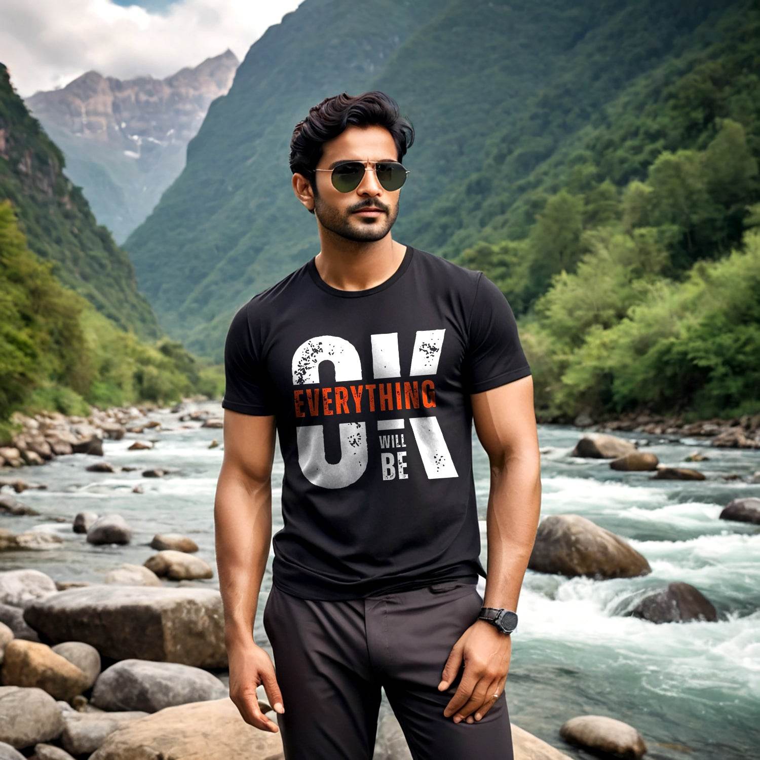 OK Everything Will BE - Unisex Round Neck Regular Fit 100% Combed Cotton Half Sleeve T-Shirt - Mojilo Mart