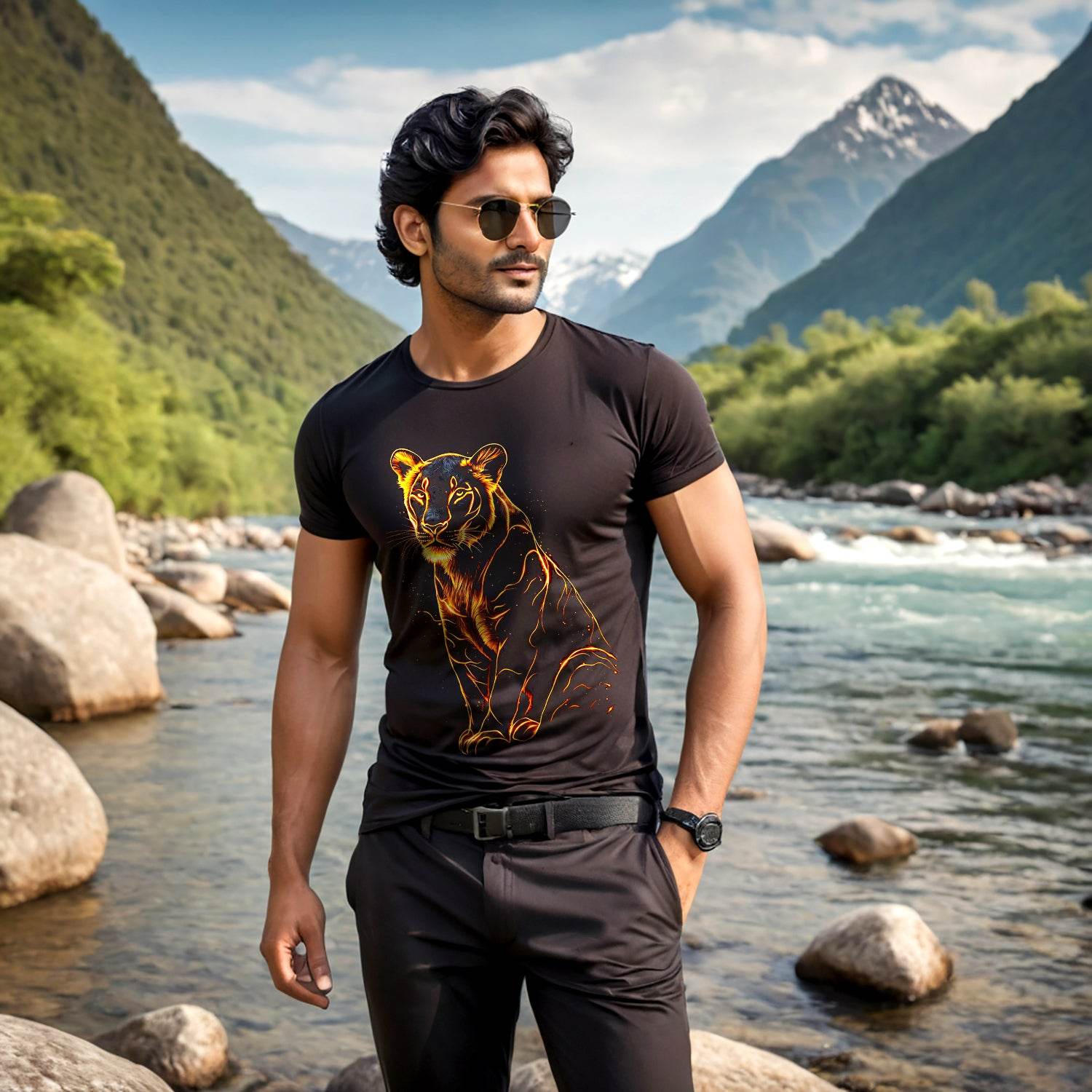 Black Panther Shirt, Big Cat - Unisex Round Neck Regular Fit 100% Combed Cotton Half Sleeve T-Shirt - Mojilo Mart