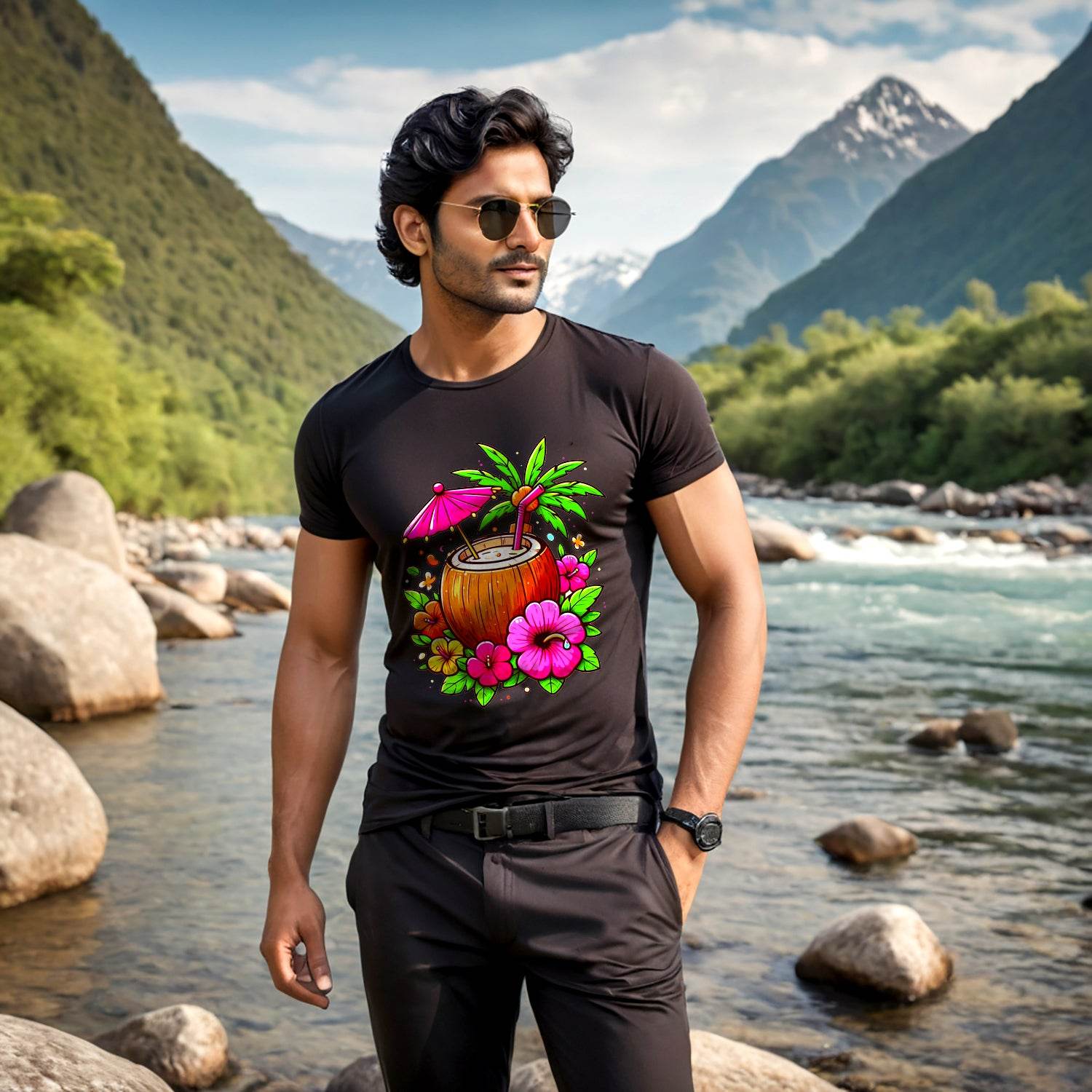 Colorful Cocktail - Unisex Round Neck Regular Fit 100% Combed Cotton Half Sleeve T-Shirt - Mojilo Mart