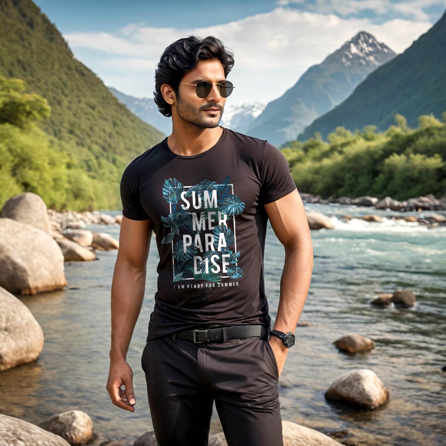 Summer Paradise I Am Ready For Summer - Unisex Round Neck Regular Fit 100% Combed Cotton Half Sleeve T-Shirt - Mojilo Mart