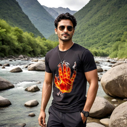 Ghost Rider Fire Hand Theme - Unisex Round Neck Regular Fit 100% Combed Cotton Half Sleeve T-Shirt - Mojilo Mart