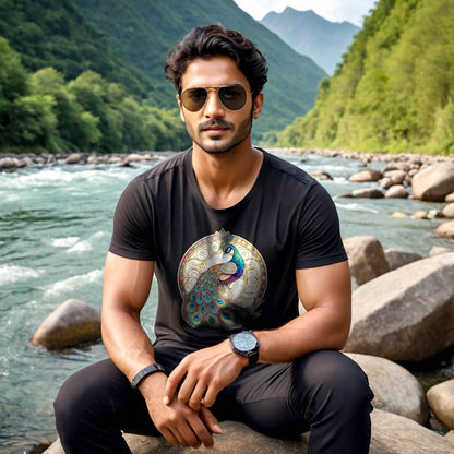 Colorful Peacock For Peacock Lovers - Unisex Round Neck Regular Fit 100% Combed Cotton Half Sleeve T-Shirt - Mojilo Mart