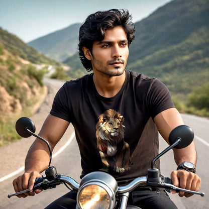Lion Printed - Unisex Round Neck Regular Fit 100% Combed Cotton Half Sleeve T-Shirt - Mojilo Mart