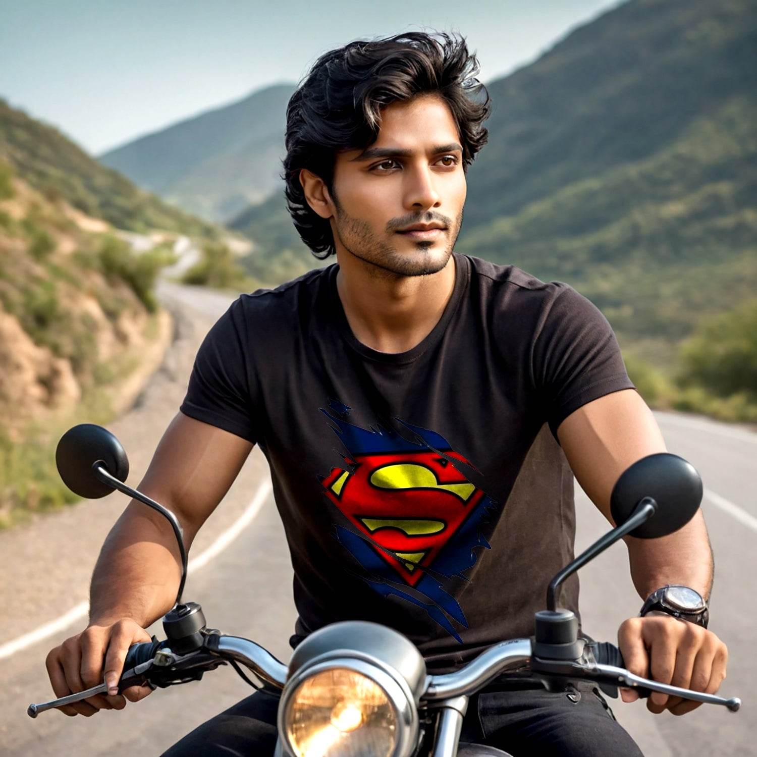 Superman Torn - Unisex Round Neck Regular Fit 100% Combed Cotton Half Sleeve T-Shirt - Mojilo Mart