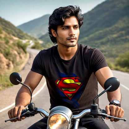Superman Torn - Unisex Round Neck Regular Fit 100% Combed Cotton Half Sleeve T-Shirt - Mojilo Mart