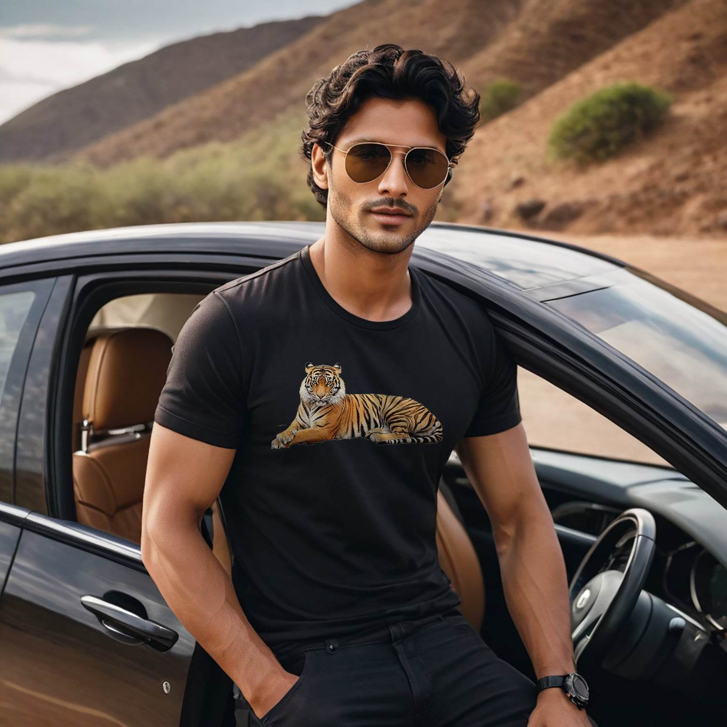 Vibrant Colors Body Tiger Tee - Unisex Round Neck Regular Fit 100% Combed Cotton Half Sleeve T-Shirt - Mojilo Mart