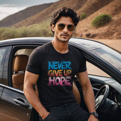 Never Give Up Hope - Unisex Round Neck Regular Fit 100% Combed Cotton Half Sleeve T-Shirt - Mojilo Mart
