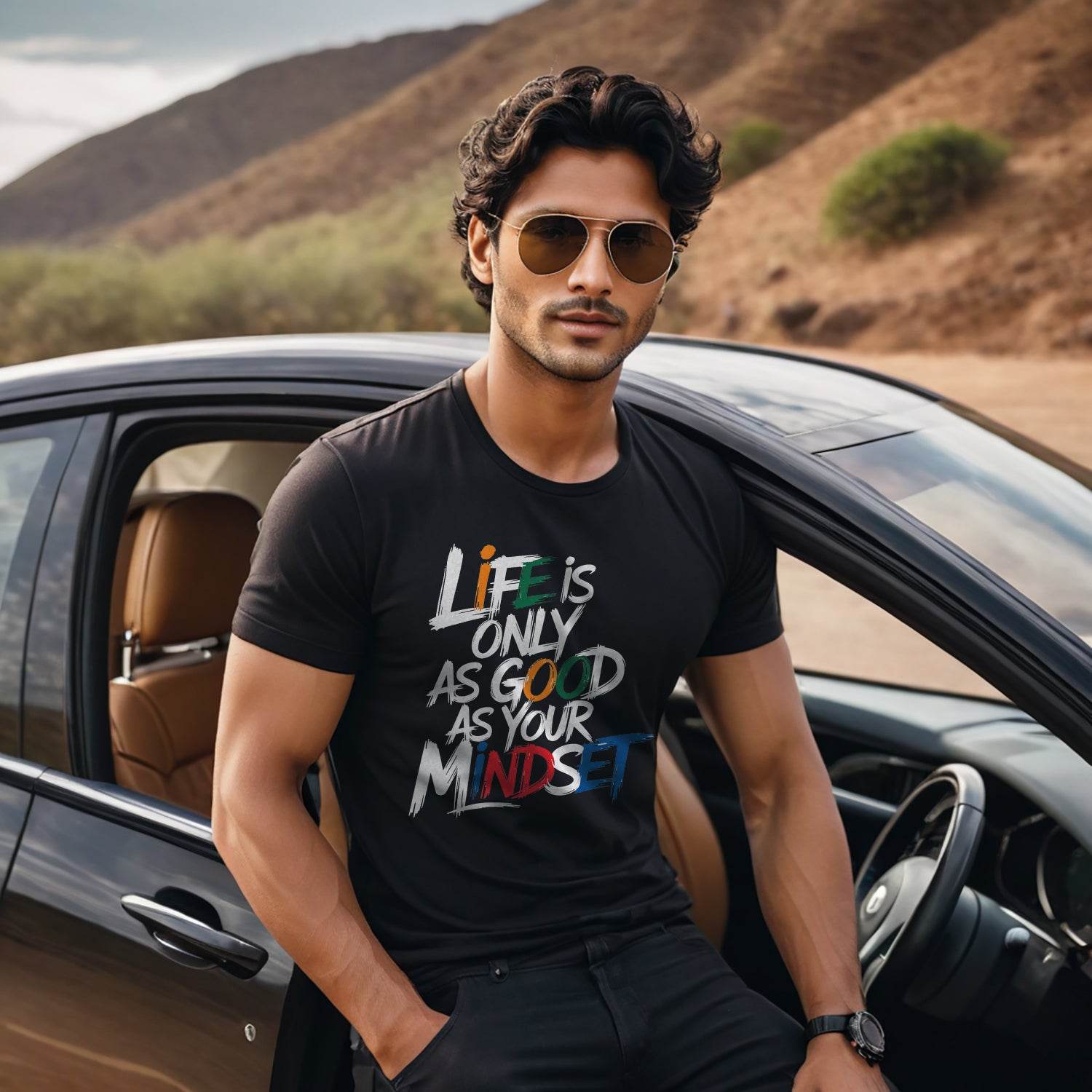 Life Is Only As Good As Your Mindset - Unisex Round Neck Regular Fit 100% Combed Cotton Half Sleeve T-Shirt - Mojilo Mart