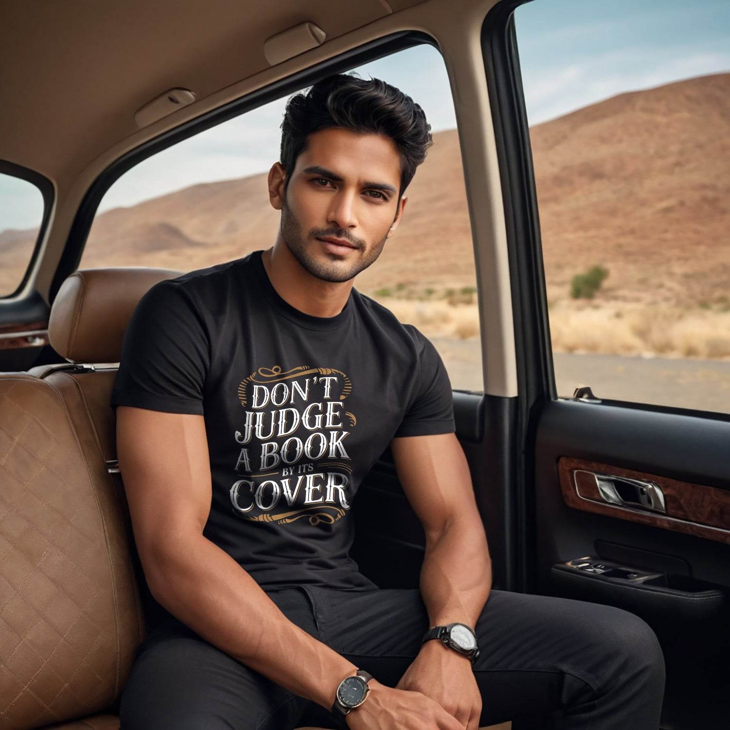 Don't Judge A Book By Its Cover - Unisex Round Neck Regular Fit 100% Combed Cotton Half Sleeve T-Shirt - Mojilo Mart
