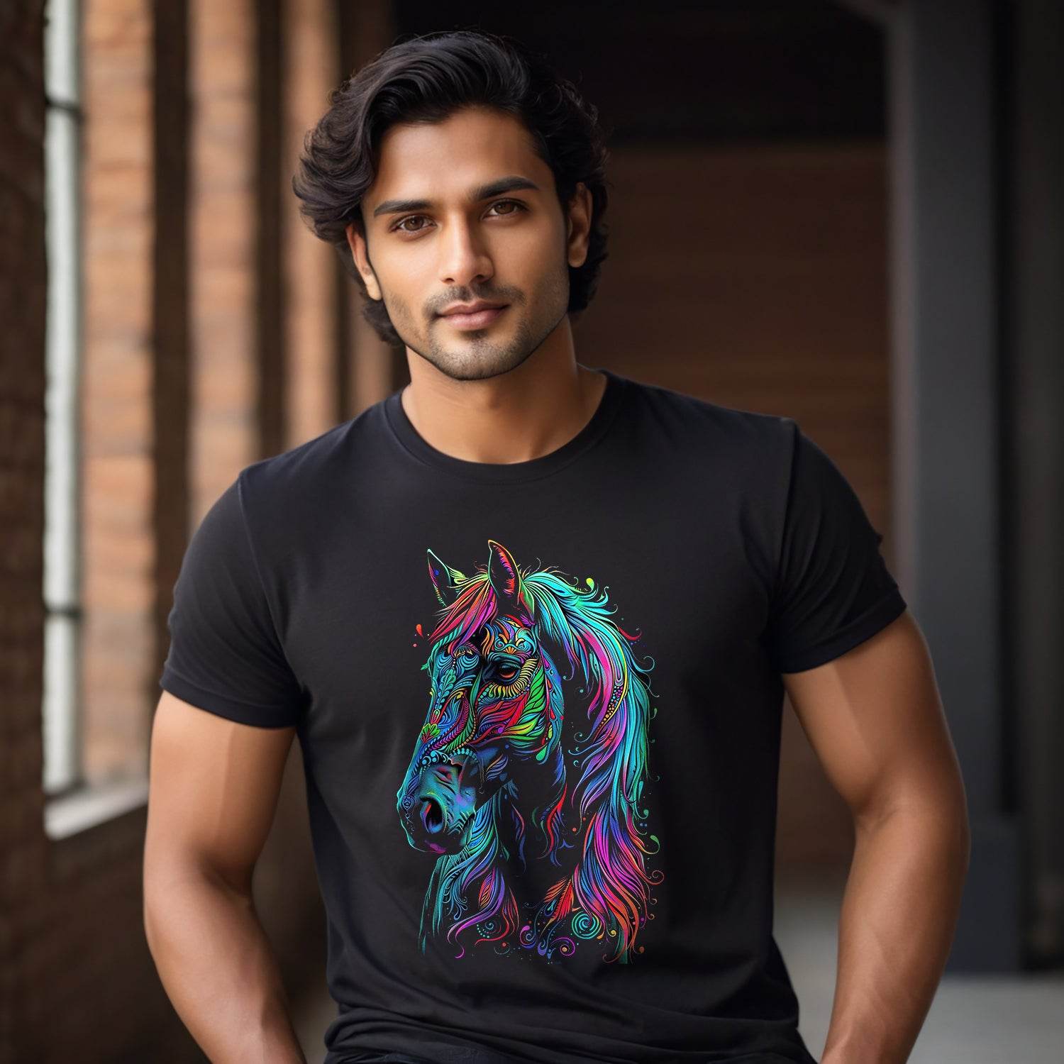 Spirit animal Horse - Unisex Round Neck Regular Fit 100% Combed Cotton Half Sleeve T-Shirt - Mojilo Mart