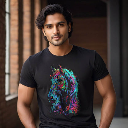 Spirit animal Horse - Unisex Round Neck Regular Fit 100% Combed Cotton Half Sleeve T-Shirt - Mojilo Mart