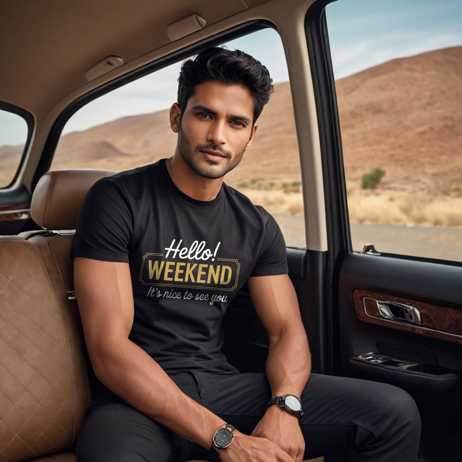 Hello Weekend It's Nice To See You - Unisex Round Neck Regular Fit 100% Combed Cotton Half Sleeve T-Shirt - Mojilo Mart