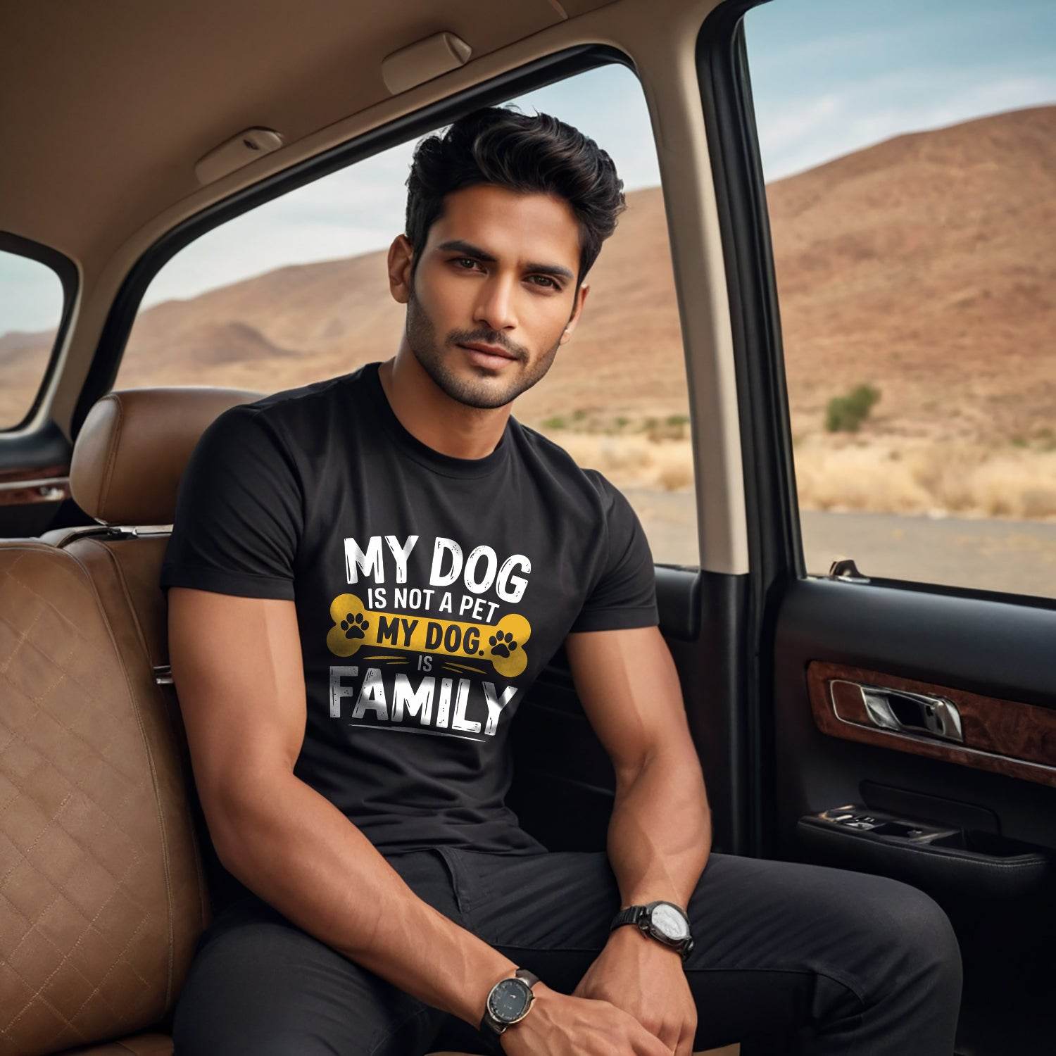 My Dog Is Not A Pet My Dog Is Family - Unisex Round Neck Regular Fit 100% Combed Cotton Half Sleeve T-Shirt - Mojilo Mart