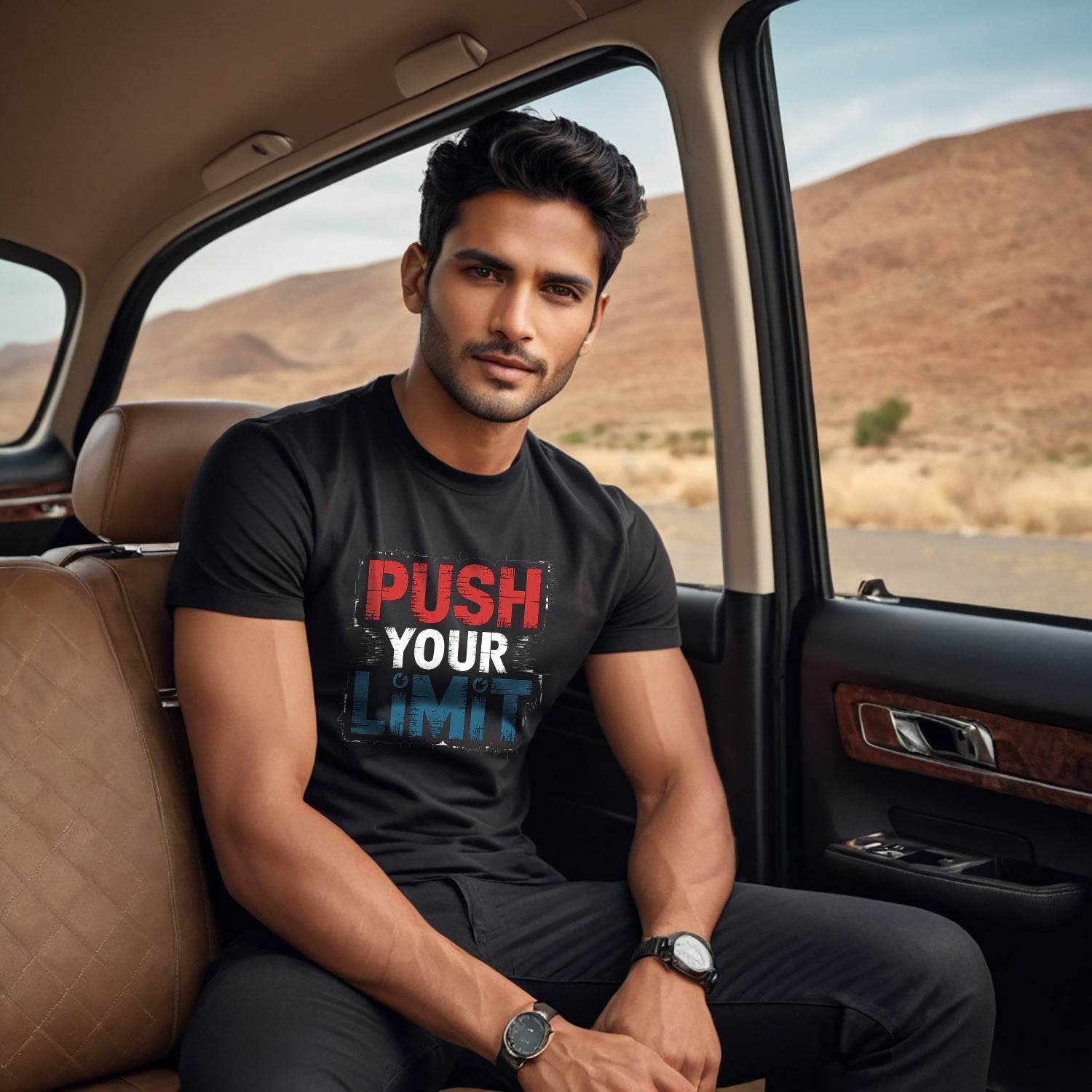 Push Your Limit - Unisex Round Neck Regular Fit 100% Combed Cotton Half Sleeve T-Shirt - Mojilo Mart