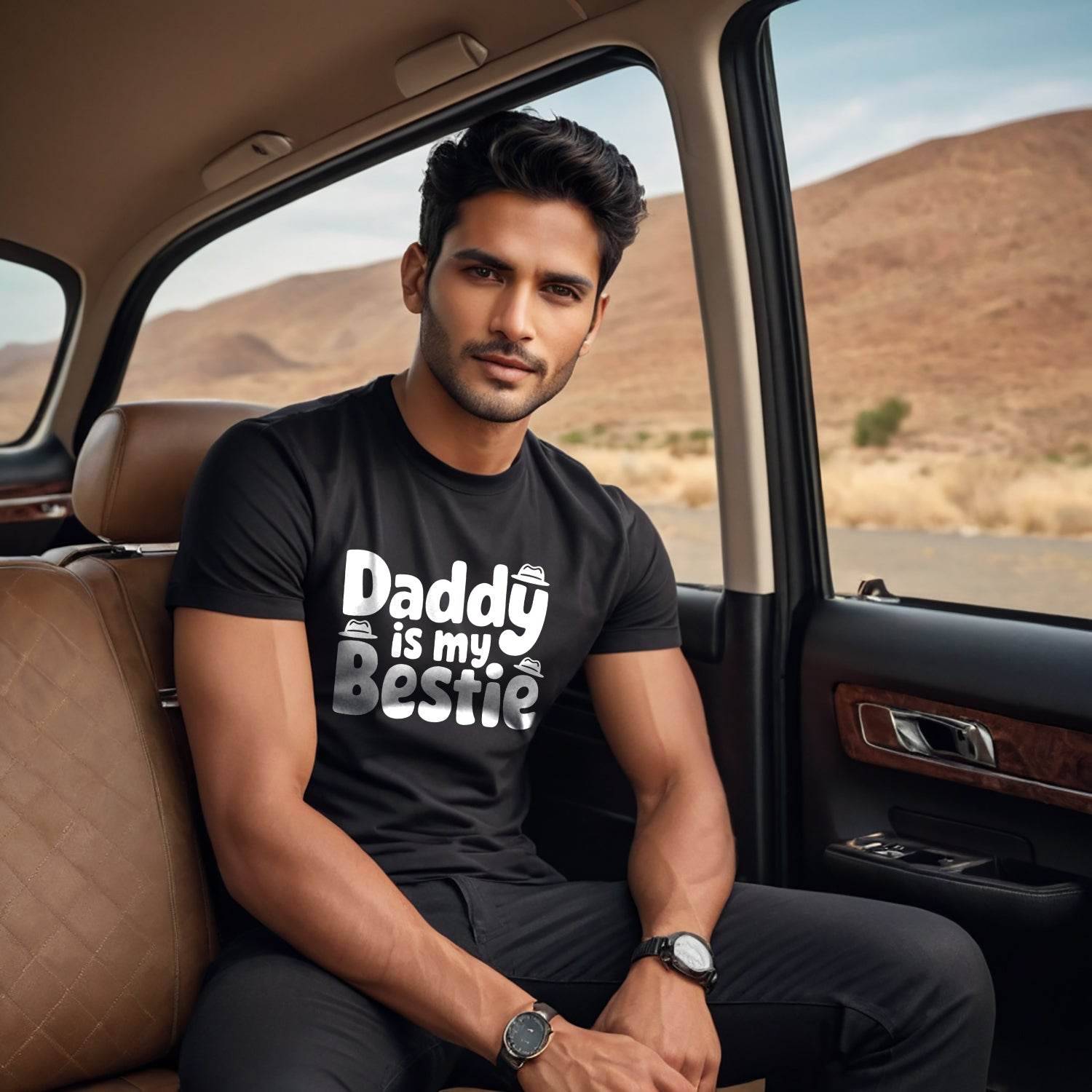 Daddy Is My Bestie - Unisex Round Neck Regular Fit 100% Combed Cotton Half Sleeve T-Shirt - Mojilo Mart